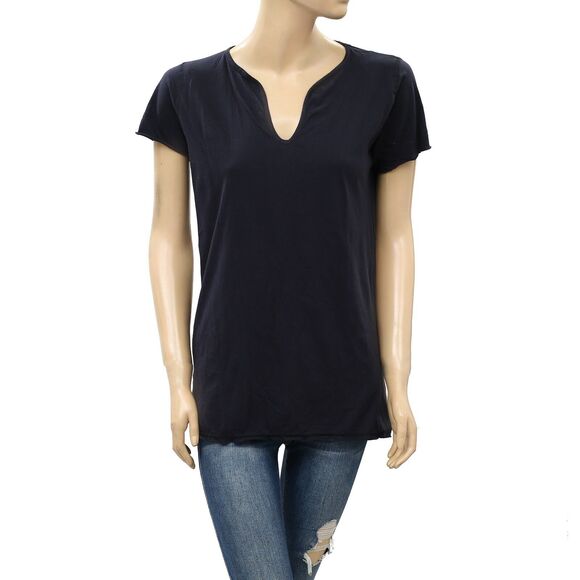 Zadig & Voltaire Solid T-Shirt Tunic Top Short Sleeve Cotton Navy XS NEW 231796 - Picture 1 of 5